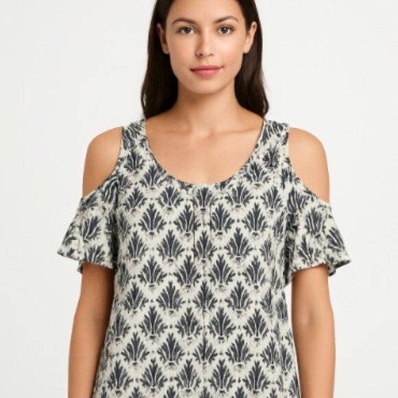 We The Free Women’s Size S/M Cold-Shoulder Patterned Linen-Blend Top Free People - Picture 1 of 9